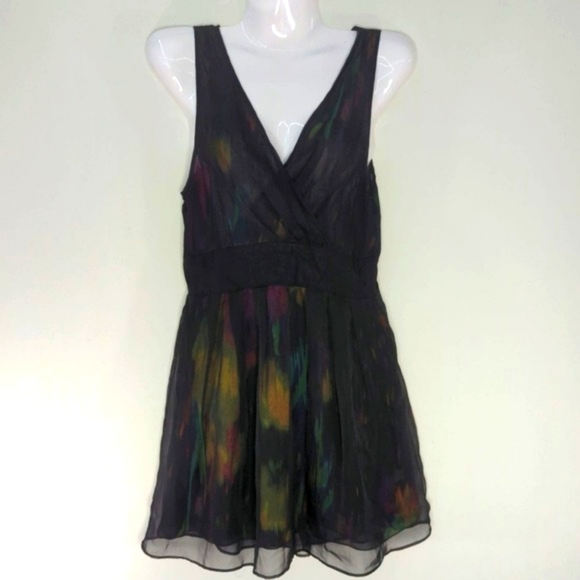 Pins & Needles Urban Outfitters Black Multicolor V Neck Sleeveless‎ Dress Sz. 4 - Picture 1 of 9
